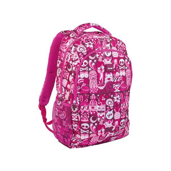 Školský batoh MILAN s 2 zipsami Hey Girl pink 21l