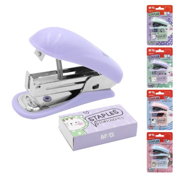 Zošívačka M&G So Many Cats Pastel  + spinky No.10 - sada na blistri (4 motívy)