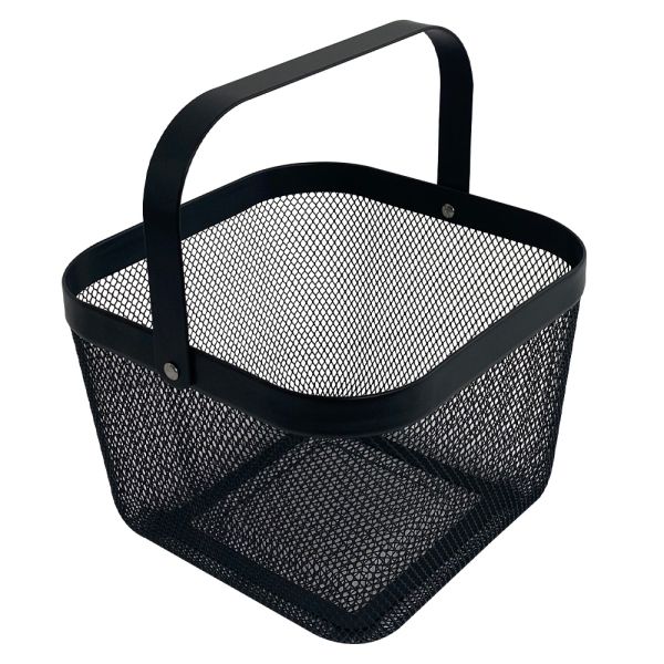 Drôtený kôš s uchom hranatý - čierny
