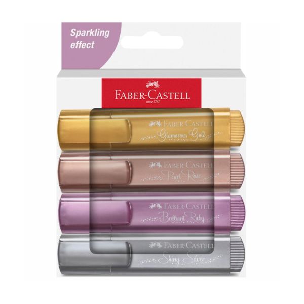 Zvýrazňovač Faber-Castell 1546/4 Metallic - sada, papierová krabička