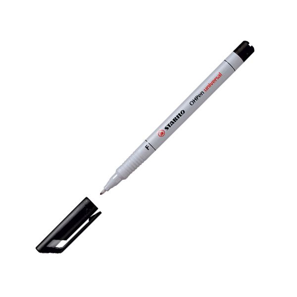 Nepermanentný popisovač, 0,7 mm, STABILO OHPen  F universal , čierny