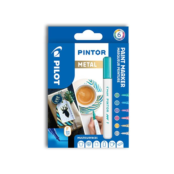 Dekoračný popisovač PILOT "Pintor Metall", sada 6 ks, hrot F