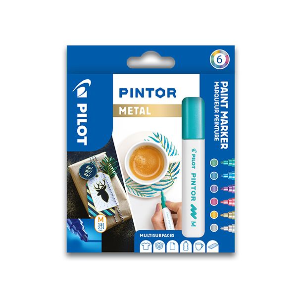 Dekoračný popisovač PILOT "Pintor Metall", sada 6 ks, hrot M