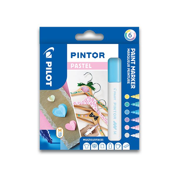 Dekoračný popisovač PILOT "Pintor Pastel", sada 6 ks, hrot M