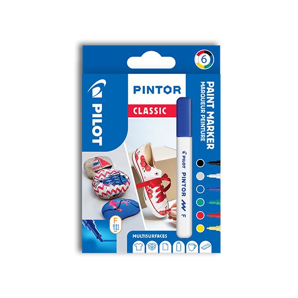Dekoračný popisovač PILOT "Pintor Classic", sada 6 ks, hrot F