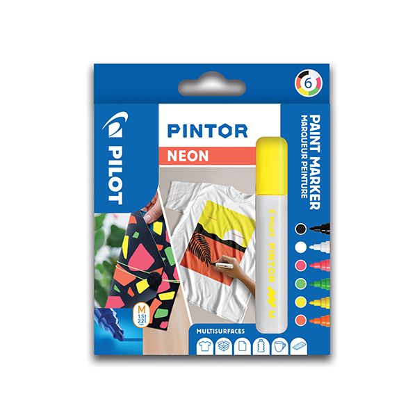 Dekoračný popisovač PILOT "Pintor Neon", sada 6 ks, hrot M