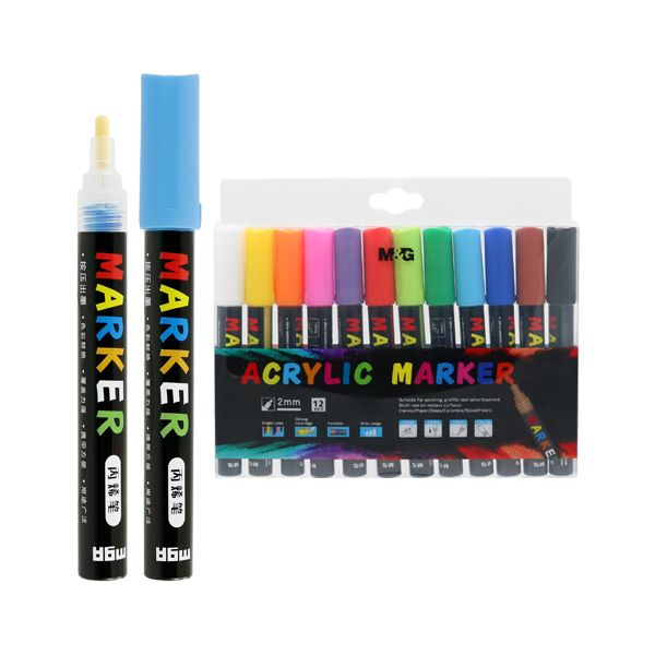 Popisovač M&G Acrylic Marker 2 mm akrylový, sada 12 ks