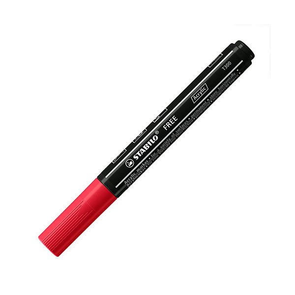 Akrylový popisovač STABILO FREE Acrylic T300 Okrúhly hrot 2-3 mm - karmínový