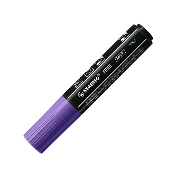 Akrylový popisovač STABILO FREE Acrylic T800C Klinový hrot 4-10 mm - fialový