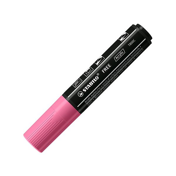 Akrylový popisovač STABILO FREE Acrylic T800C Klinový hrot 4-10 mm - ružový