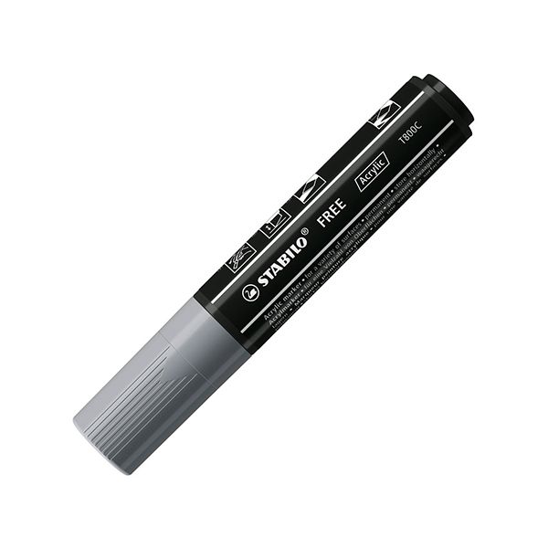Akrylový popisovač STABILO FREE Acrylic T800C Klinový hrot 4-10 mm - sivý