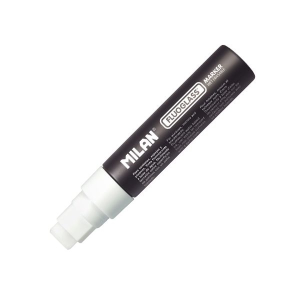 Popisovač MILAN FLUOGLASS 8-15 mm, biely