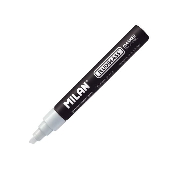 Popisovač MILAN FLUOGLASS 2-4 mm, biely