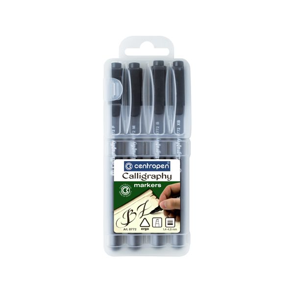 Popisovač CENTROPEN 8772 kaligrafický - sada 4 ks