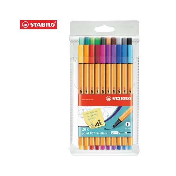Liner - STABILO point 88 - 20 ks balenie - s 20 rôznymi farbami