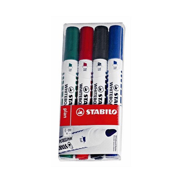 Popisovač na tabule, 2,5-3,5 mm, zrezaný hrot, STABILO Plan, mix farieb