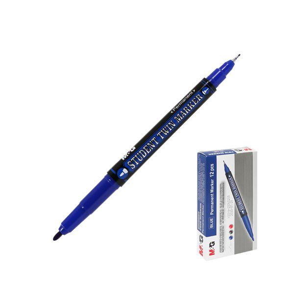 Permanentný popisovač M&G obojstranný - modrý