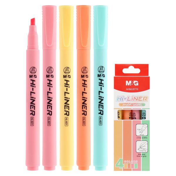 Zvýrazňovač M&G Hi-Liner Pastel - sada 4 farby