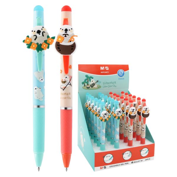 Pero gélové, gumovateľné M&G hrot 0,5 mm, modrá náplň (2 dizajny)