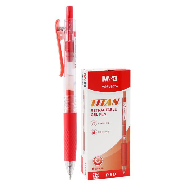 Pero gélové M&G TITAN hrot 0,7 mm - červená náplň