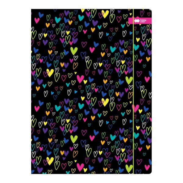 Doska s gumičkou Happy Color 24 x 31 cm (A4) kartón - My Love čierna