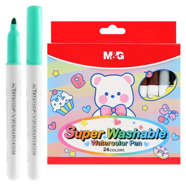 Fixy vodové M&G Ergo, ľahko umývateľné  - sada 24 ks