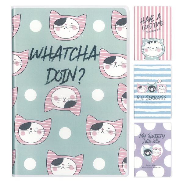Zošit linajkový 96 strán M&G s plast. obalom So Many Cats Pastel (4 dizajny)