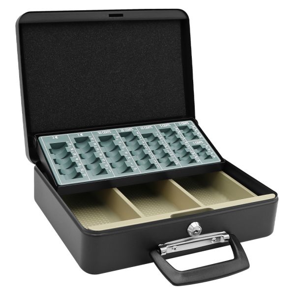 Pokladňa kovová 12" s EURO mincovníkom - čierna