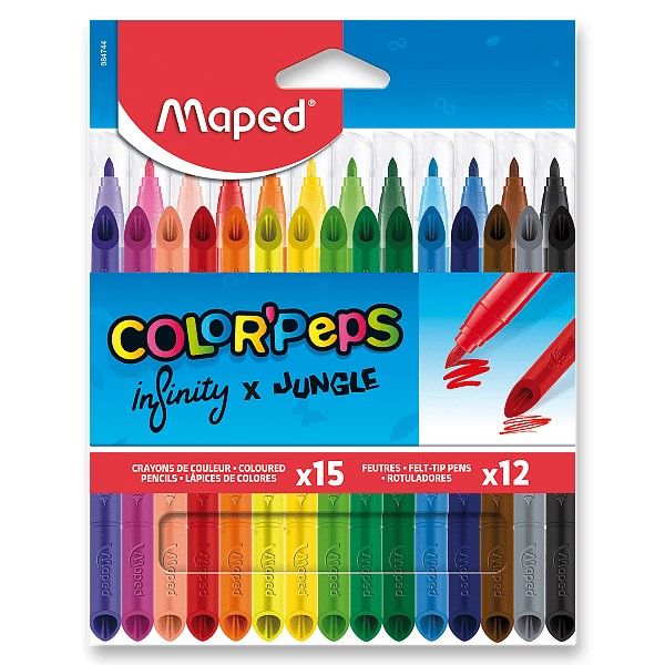 Pastelky MAPED Infinity a fixy Jungle (15 ks + 12 ks)