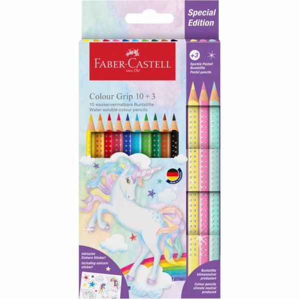 Pastelky Faber-Castell Colour Grip set 10+3 Sparkle - Unicorn