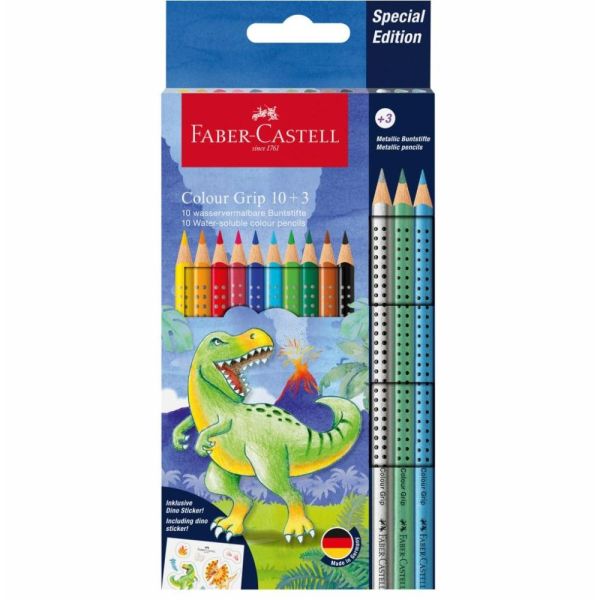 Pastelky Faber-Castell Colour Grip set 10+3 Metallic - Dino