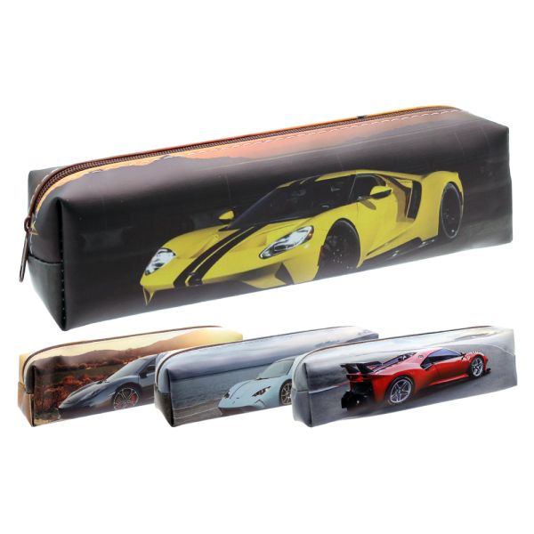 Puzdro na perá s potlačou Rýchle Autá, prázdne (mix 4 dizajnov) PU