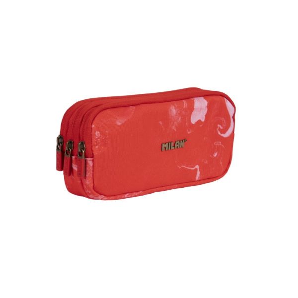 Puzdro na perá MILAN 3-zipsové, séria Lava - červený