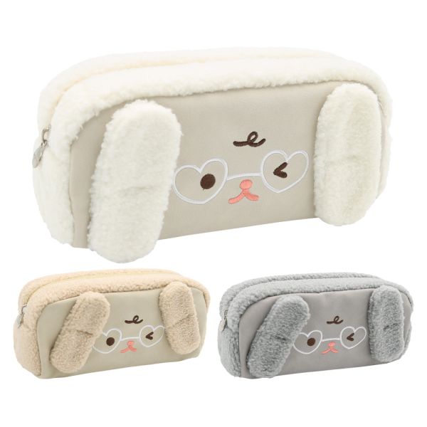 Puzdro na perá s plyšovou kožušinkou, prázdne - Rabbit (mix farieb)