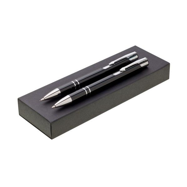 Sada kovovej mechanickej ceruzky a guľôčkového pera ORIN box Pore - čierna