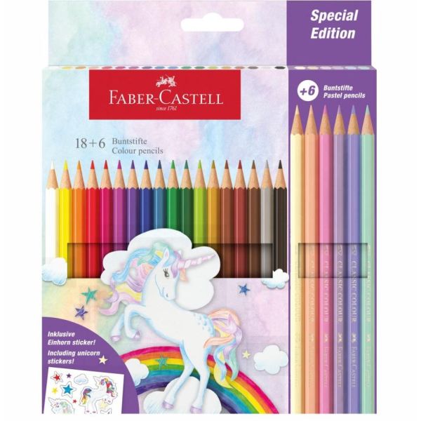 Pastelky Faber-Castell Colour Classic set 18+6 Pastel - Unicorn