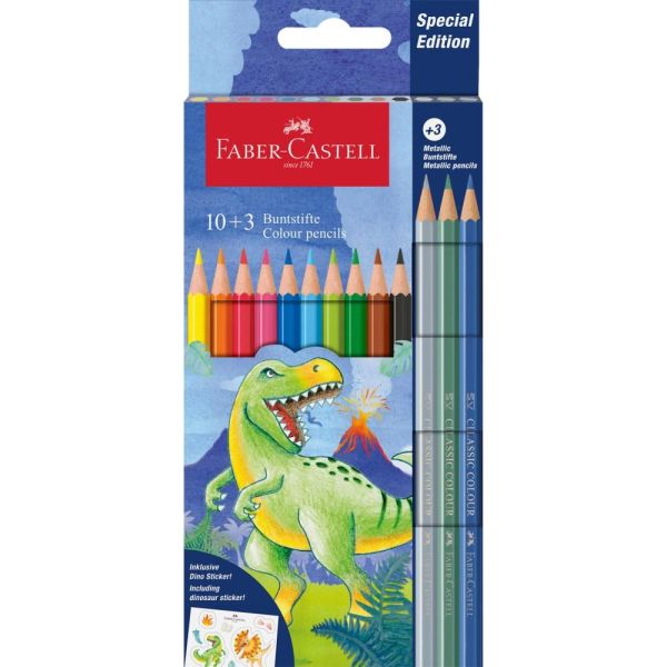 Pastelky Faber-Castell Dino Colour Classic set 10+3 Metallic - Dino