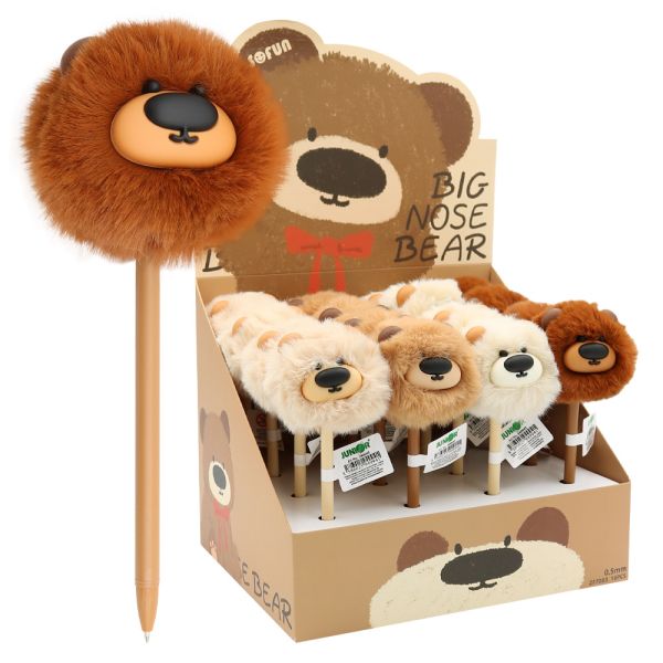 Pero gélové JUNIOR Big Nose Bear PomPom 0,7 mm, modrá náplň (mix farieb)