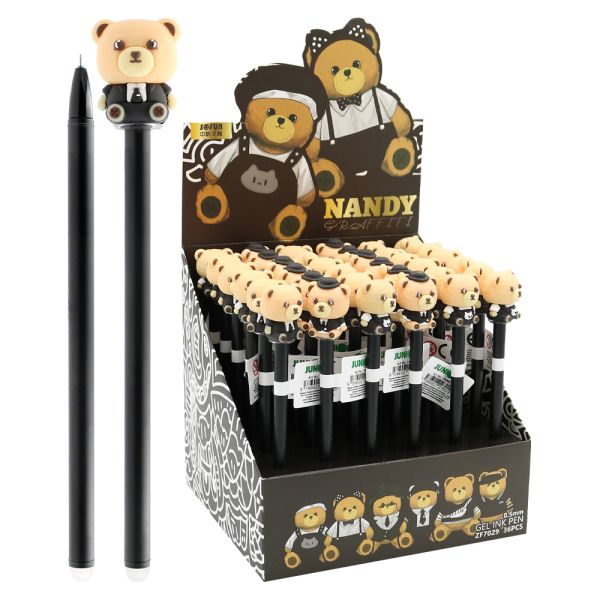 Pero gélové/gumovacie JUNIOR Nandy Bear 0,5 mm, modrá náplň (mix dizajnov)