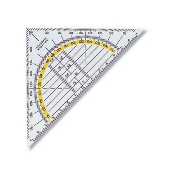 Trojuholník KOH-I-NOOR transparentný s uhlomerom 45/113