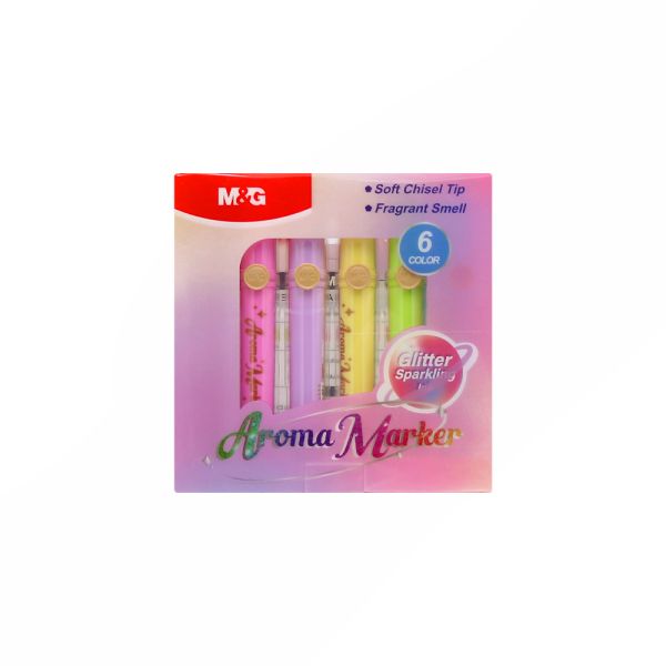 Zvýrazňovač M&G Aroma Marker Glitter (sada 6 farieb)