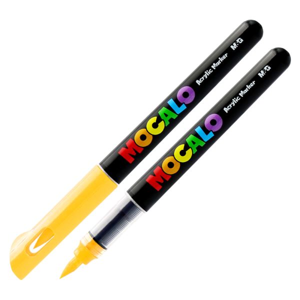 Popisovač M&G MOCALO Acrylic Marker, štetcový hrot - Bright Yellow 302