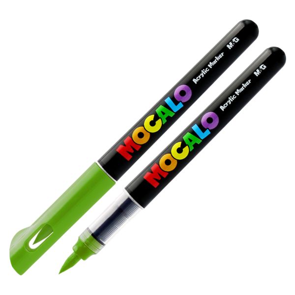 Popisovač M&G MOCALO Acrylic Marker, štetcový hrot - Bright Green 503