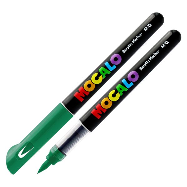 Popisovač M&G MOCALO Acrylic Marker, štetcový hrot - Emerald Green 509
