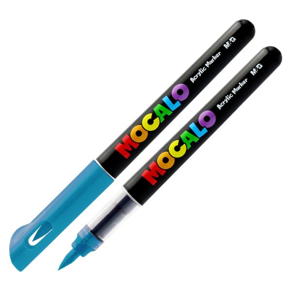 Popisovač M&G MOCALO Acrylic Marker, štetcový hrot - Turquoise Blue 704