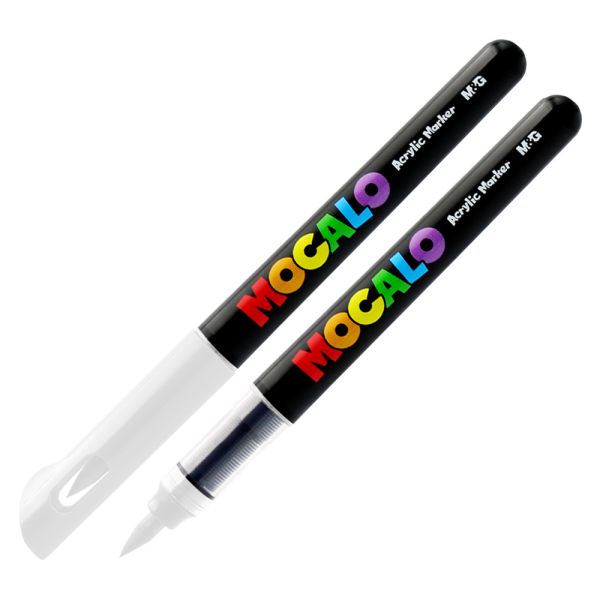 Popisovač M&G MOCALO Acrylic Marker, štetcový hrot - White 663