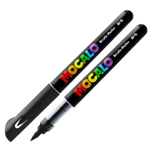 Popisovač M&G MOCALO Acrylic Marker, štetcový hrot - Black 901