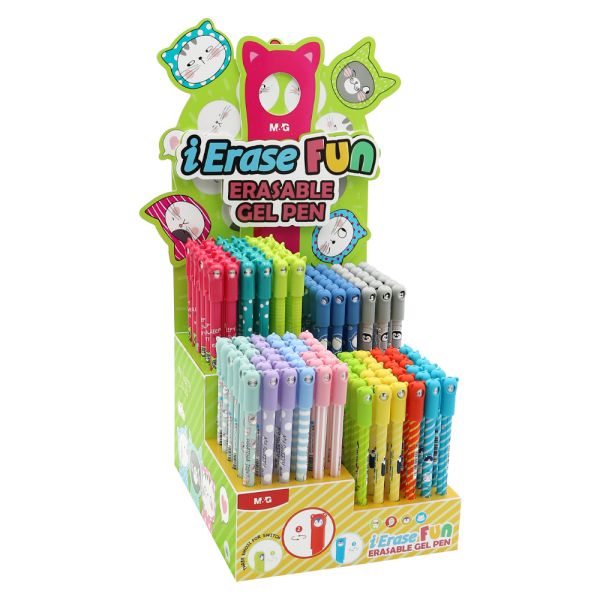 Display SET M&G Pero gélové /gumovacie iErase Fun (192 ks) modrá náplň