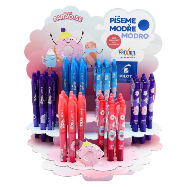 Roller, displej, 0,35 mm, odstrániteľné písmo, PILOT "Frixion Ball Fancy", "Frixion Clicker Fancy", mix, 48ks