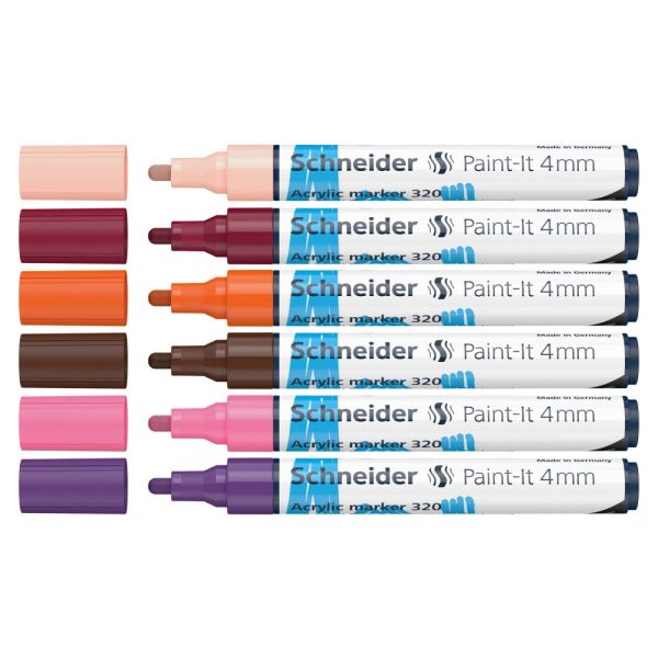 Popisovač Schneider Paint It 320 Acrylic Marker 4mm - sada 6ks V3